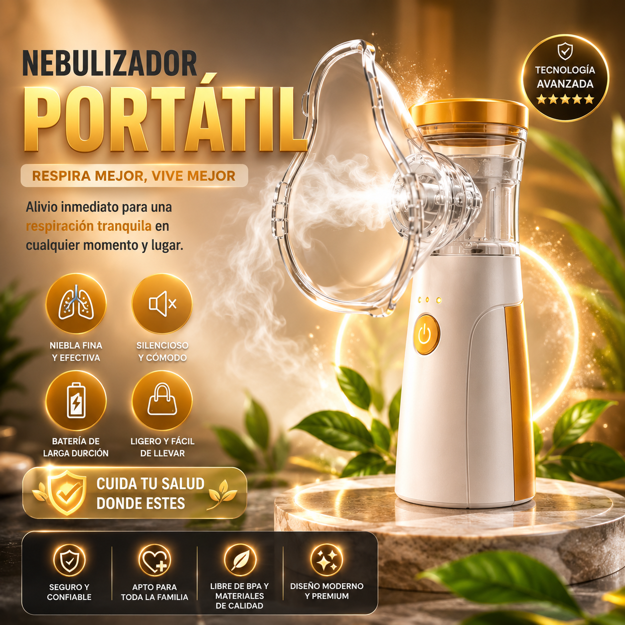 NEBULIZADOR PORTATIL EN CASA